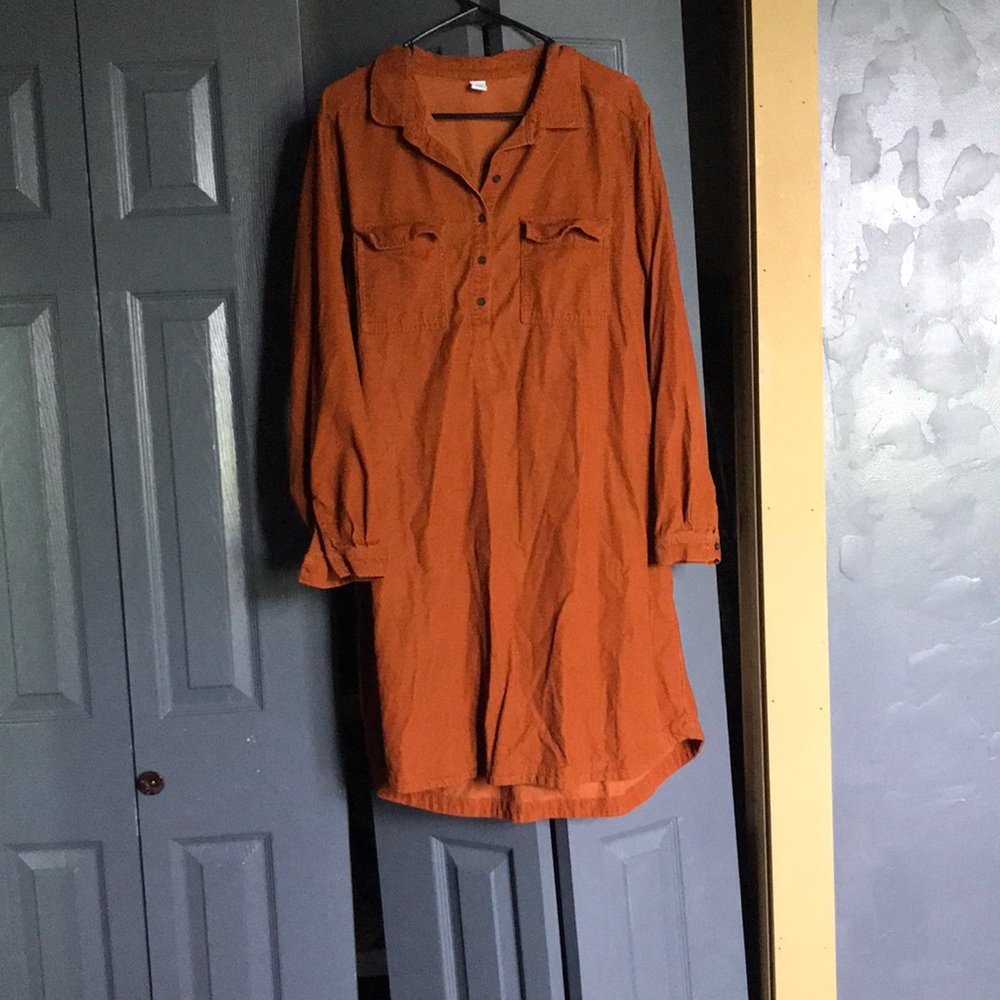old navy, XXL, orange,  corduroy dress